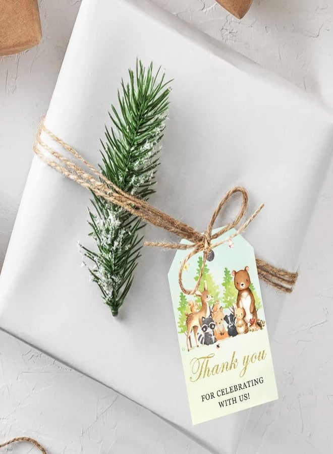 Aukolass 50 Pcs Woodland Animals Thank You Gift Tags, Thank You for Celebrating with Us Tags for Woodland Creature Baby Shower or Birthday Party (Green) - Image 2